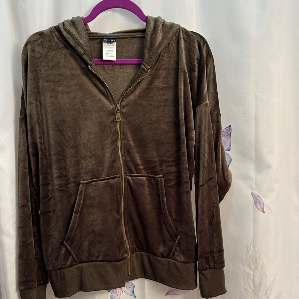 Felina Green velvety  Fleece Jacket XL